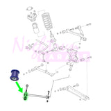 MK3 Supra Rear Inner Trailing arm pickup point highlighted to show install location of aftermarket component 

mk3 supra, ma70 supra, jza70, ga70, a70, superpro bushings, nightrun garage, poly bushings, toyota supra, bushing upgrade
